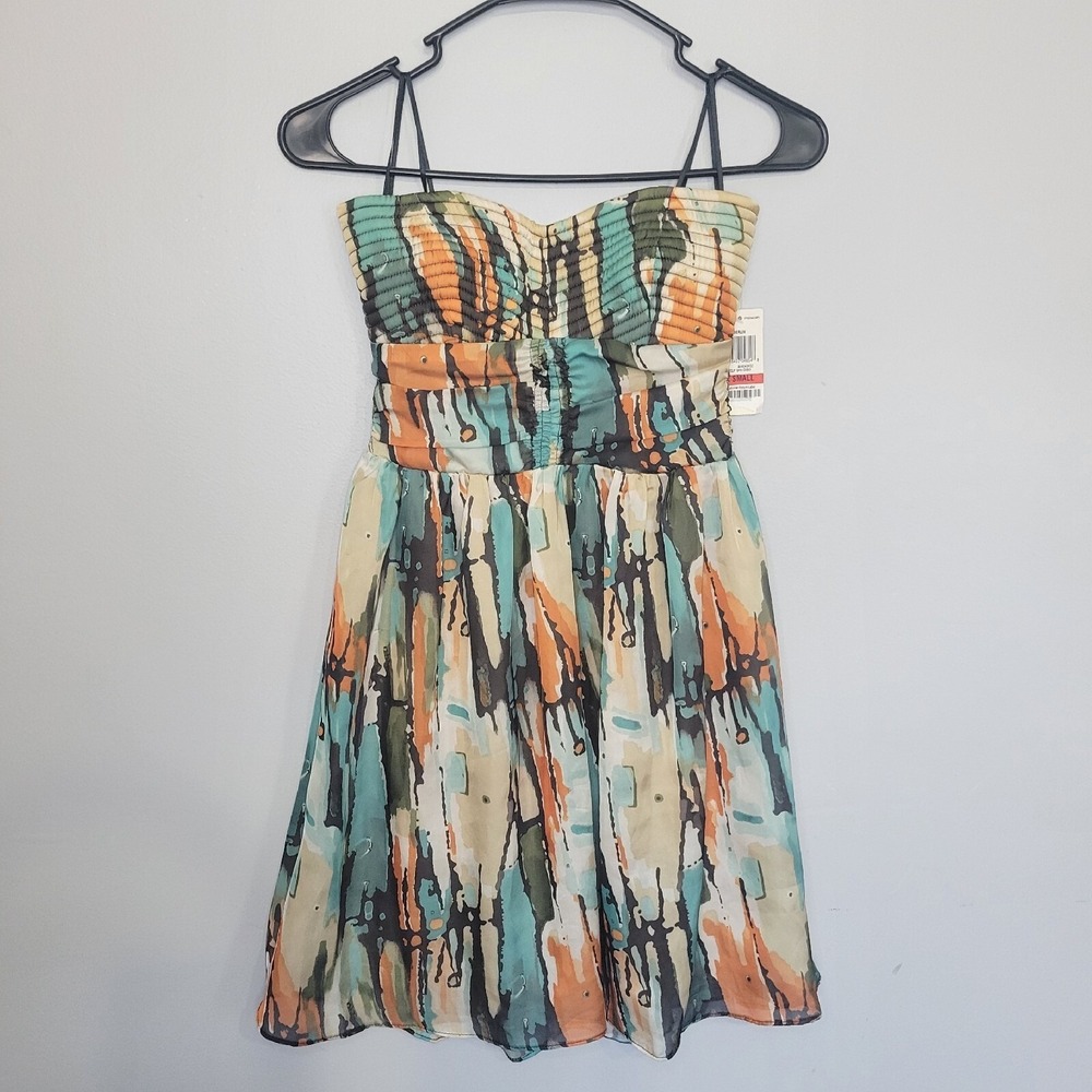 BAR 3 III Womens Strapless Printed Party Dress Size XS Mini Short Smocked NWT
